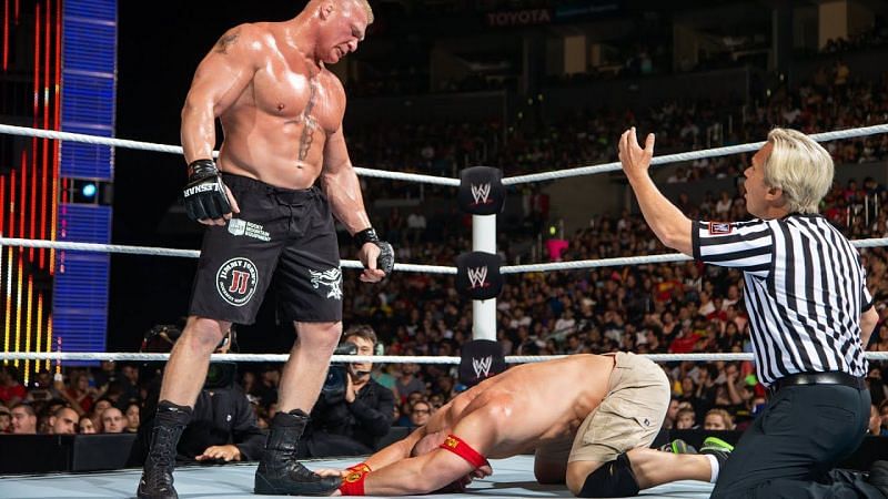 Brock Lesnar and John Cena (or what's left of him)